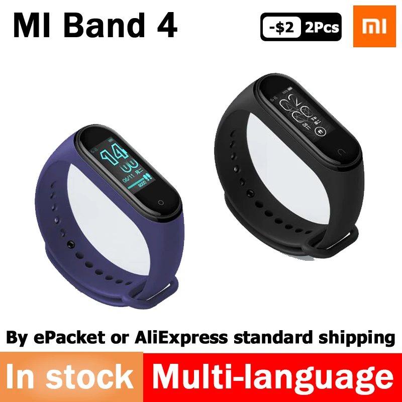 Новинка, Xiaomi mi-браслет 4 Smart mi Band 4, браслет, пульсометр, фитнес, 135 мА/ч, цветной экран, Bluetooth 5,0