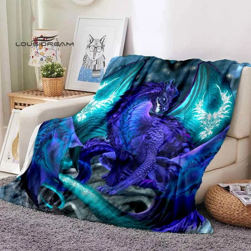 Dragon Blanket 3D printing Flannel Children and adults Throw blanket Fashion Fluffy blankets for beds Sofa Air Conditioner Sheet | Дом и сад
