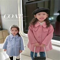 girls wool coat jacket outerwear 2021 pink blue warm thicken plus velvet winter autumn cotton%c2%a0babys kids childrens clothing