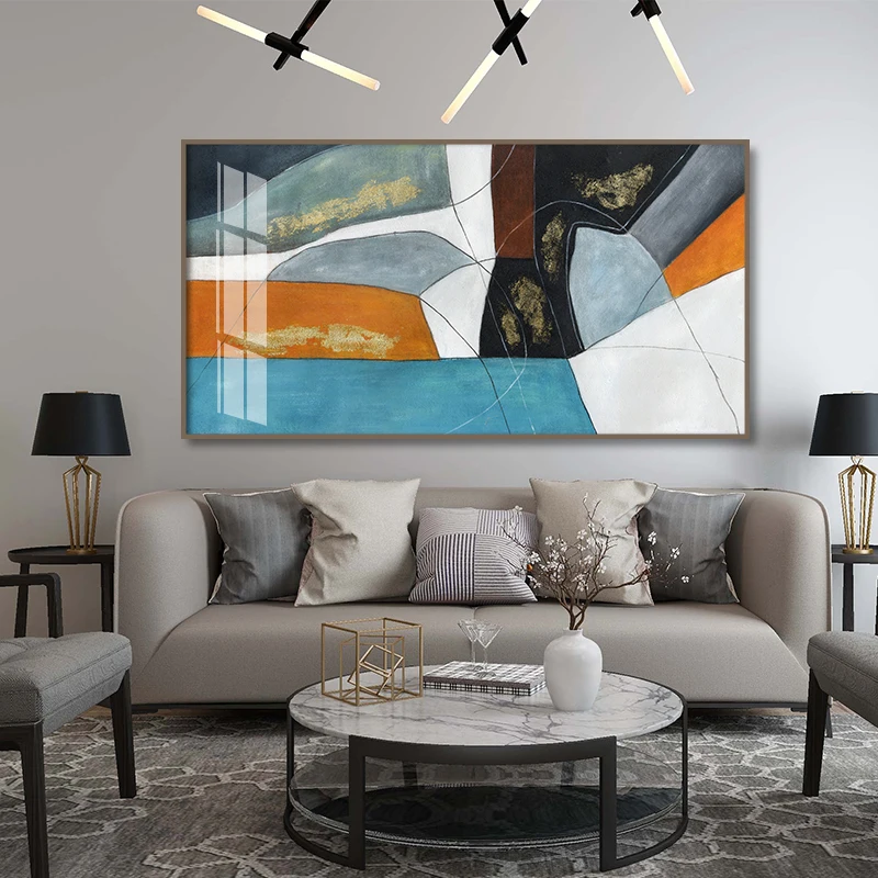 

Modern Minimalism Color Shape Gold Foil Canvas Painting On The Wall Abstract Posters Home Wall Art Decor Print Pictures For Sala