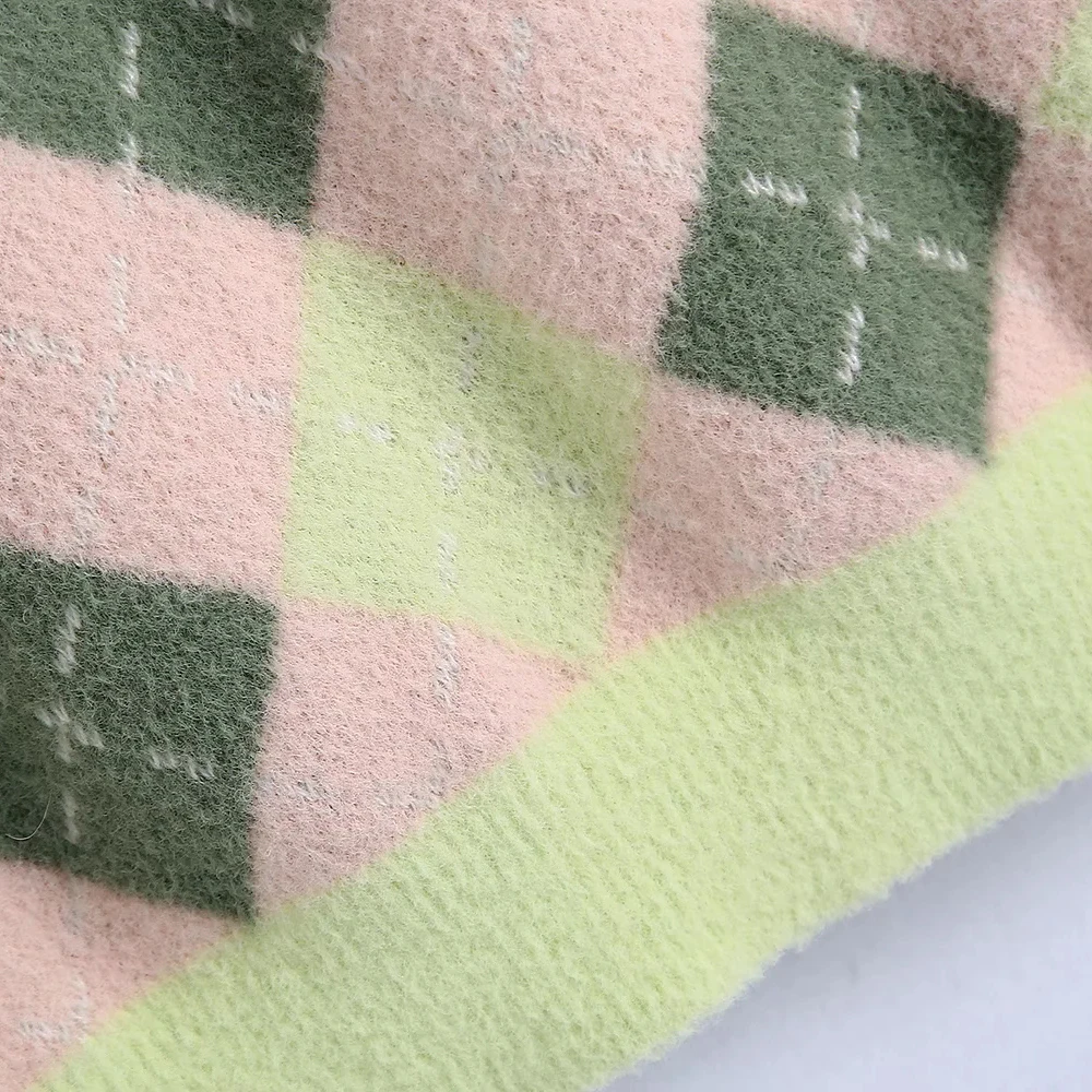 Новинка 2021 Женский винтажный свитер xikom с V-образным вырезом подходящий по цвету