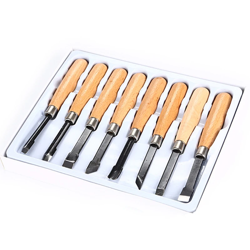 

8pcs/set New Durable Wood Carving Knife Black SK5 Blade Sharp Engraving Kit