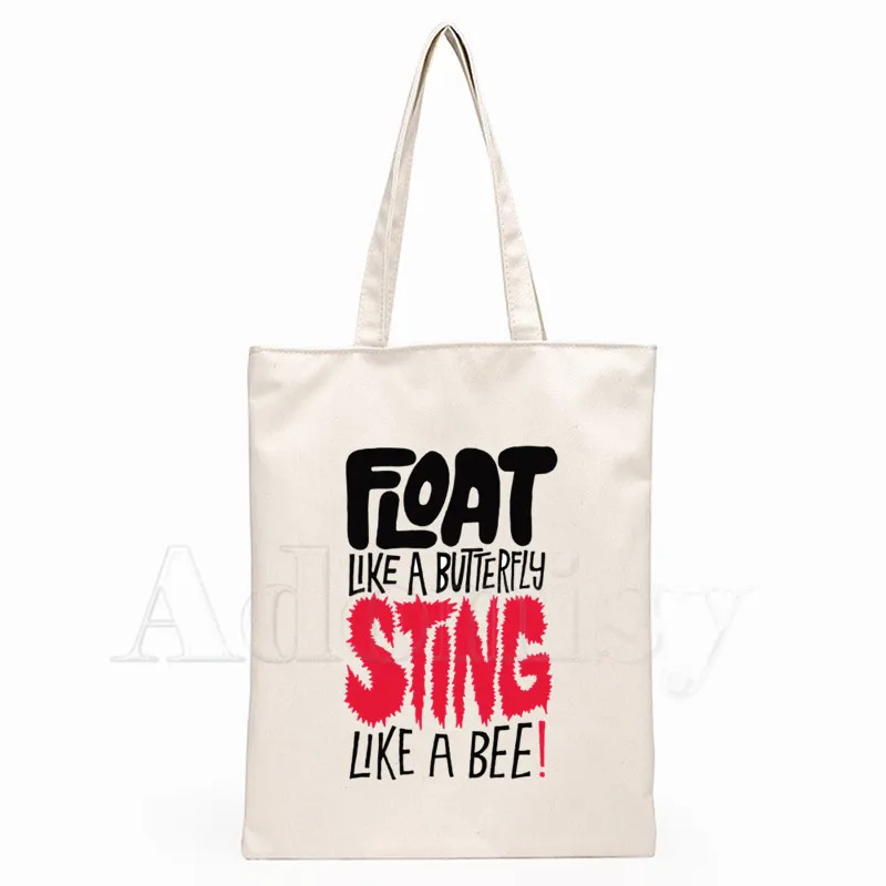 Muhammad Ali поплавок как бабочка Стинг пчела боксер печать холщовые сумки
