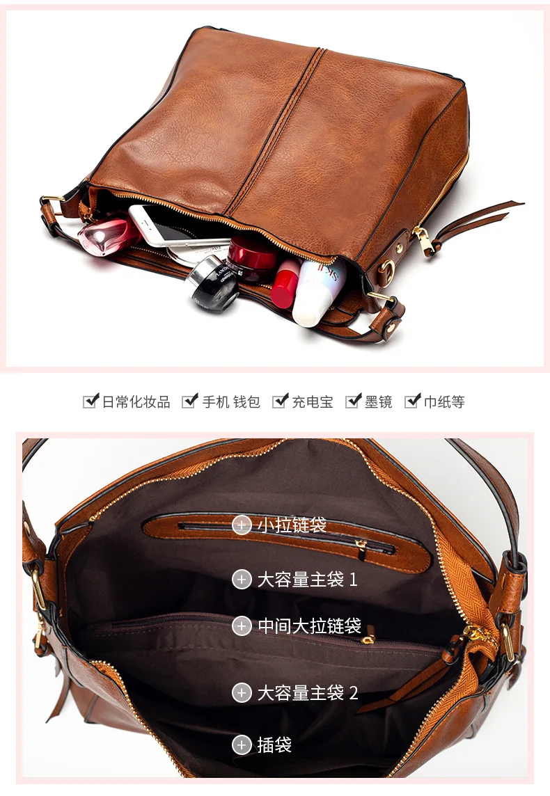 

Ladies' Luxury Designer Handbag Large Tote Fashion Hobo Pu Leather Crossbody Shoulder Bag For Women 2021 Big Capacity Zipper