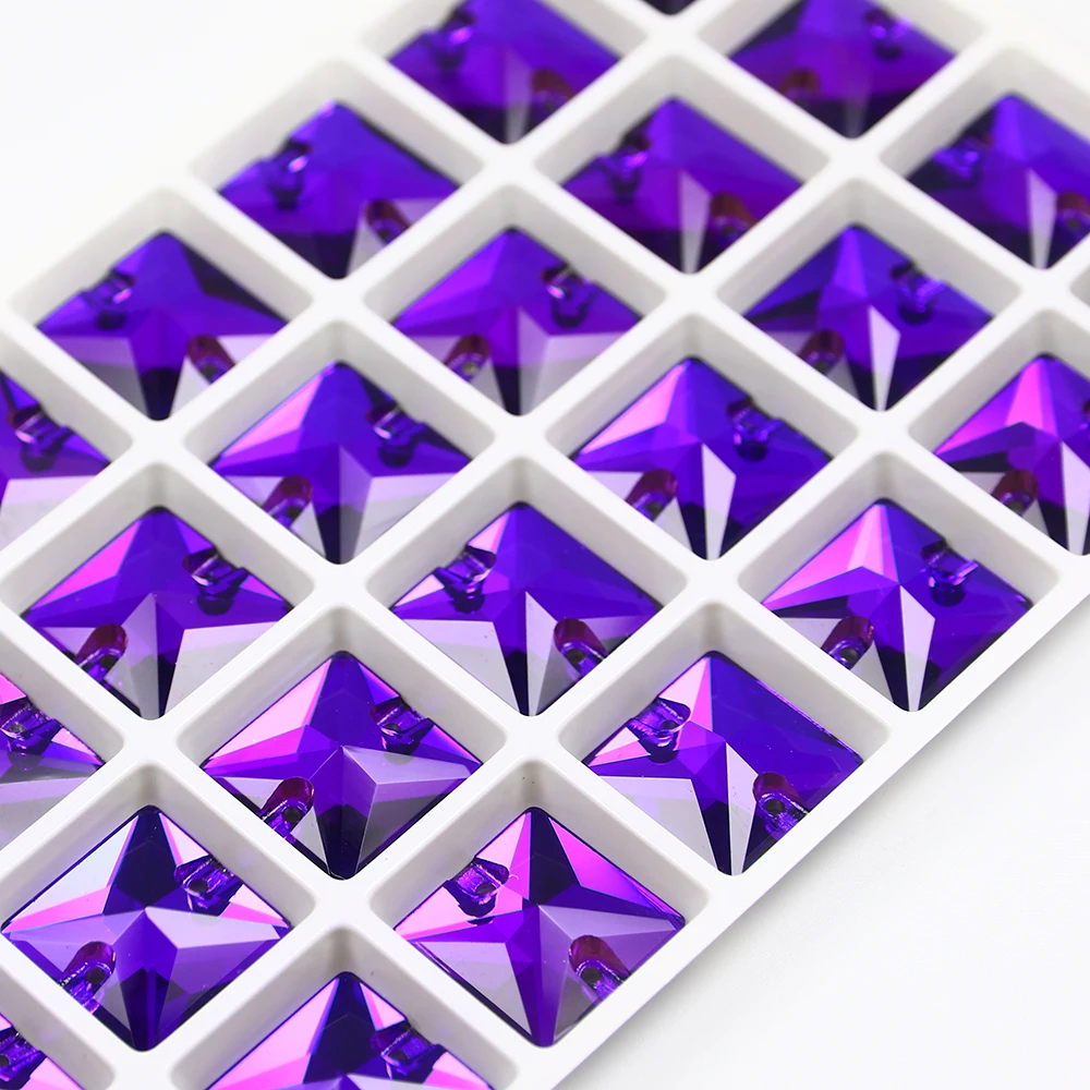 Квадратный Форма Flatback пришить стразы кристаллы с двумя отверстиями бисер из