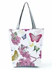 Женская многоразовая сумка-тоут с рисунком бабочки, с цветочным принтом
