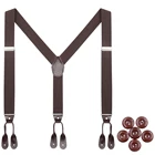 Мужские модные кожаные подтяжки на пуговицах, Y-образные тяжелые регулируемые эластичные подтяжки большого размера для брюк, ремень коричневого цвета