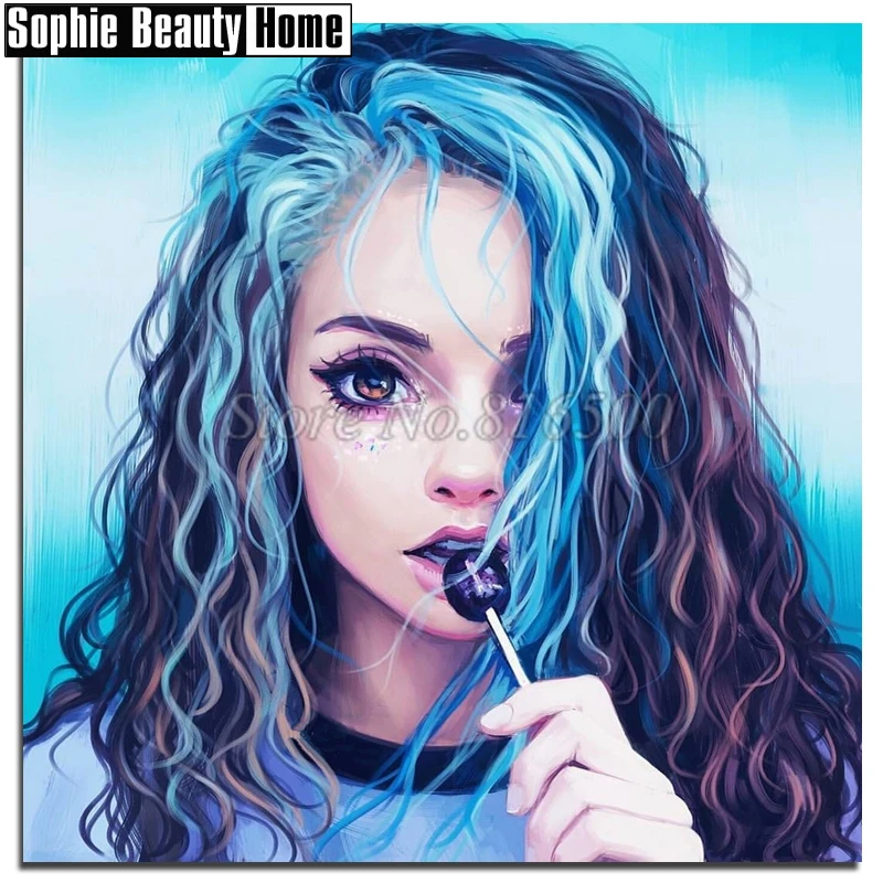 Алмазная вышивка 5D для рукоделия крестом девочек с леденцом алмазная полная