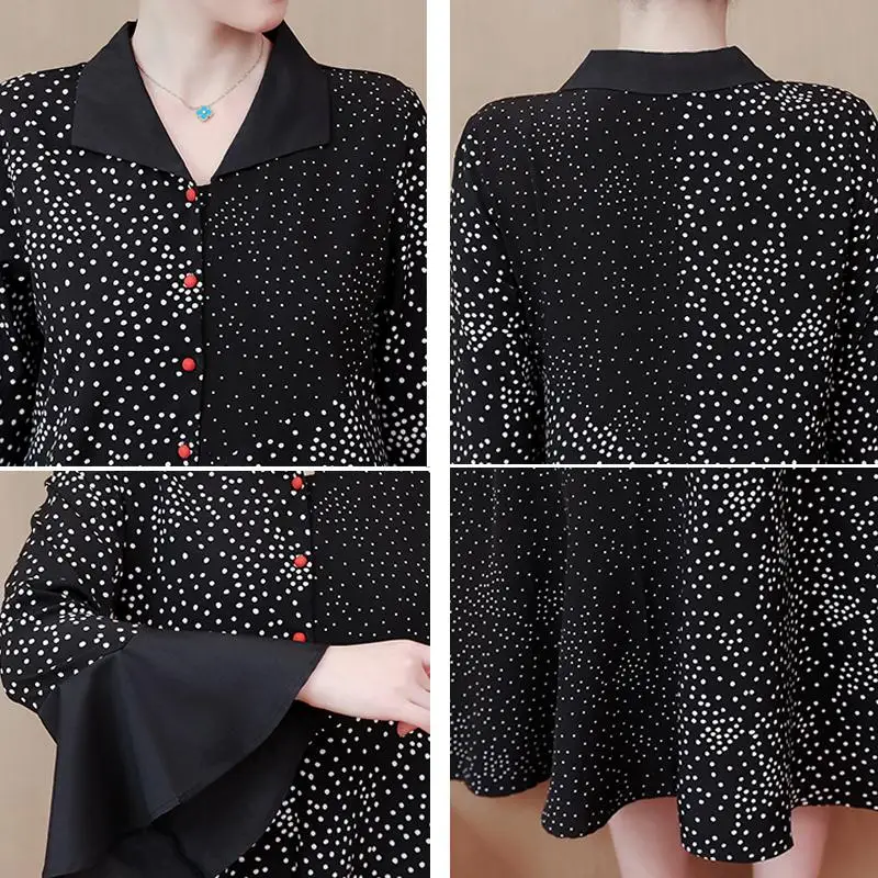 4XL 5XL 2020 весеннее женское платье большого размера в горошек с расклешенными