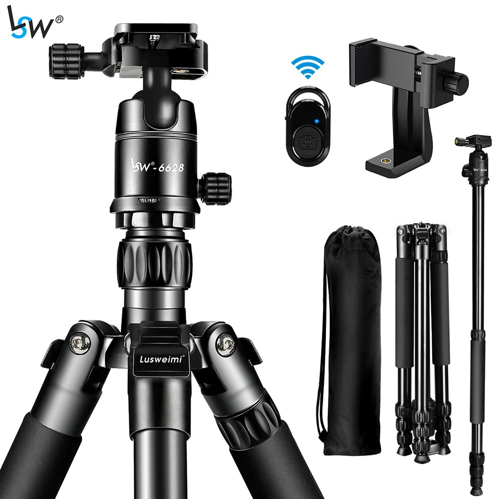 

Camera Tripod for Professional Photography Foldable Travel Aluminum Tall Tripod for DSLR/Mirrorless/iPad/Mobile phone/Video