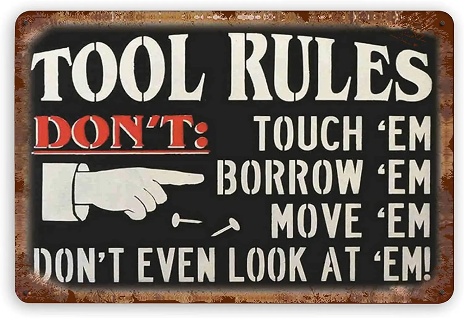 

Tin Signs Tool Rules Metal Vintage Man Cave Tin Sign Wall Decor 12x8inch
