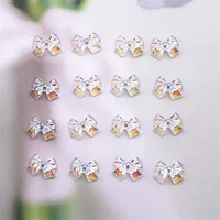 300pcs fashion bowknot resin stones nail art aurora rhinestones nail jelly ornaments for manicure tips 6x8mm