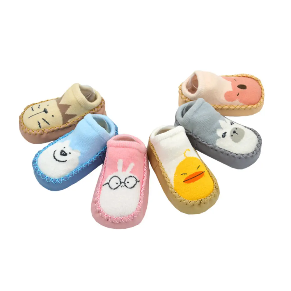 

Baby Socks Toddler Floor Sock Anti Slip Indoor Sock Shoes Terry Cotton Baby Girl Foot Cover With Rubber Soles Animal Design