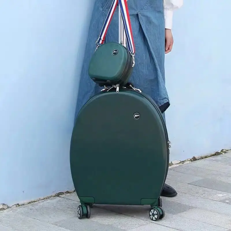 20''Rolling багаж набор студенческий чемодан на колесиках Детский мультфильм милый закругленный багаж для девочек носить на чемодан - Цвет: Deep green Set