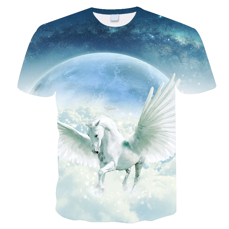 Новый бренд животных pegasus рубашки 3D печать футболка унисекс футболки топы для