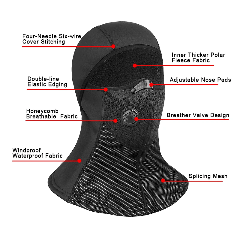 Winter Cycling Full Face Mask Fleece Thermal Bicycle Cap Windproof Anti-Dust Cycling Balaclava Skiing Skating Outdoor Hat