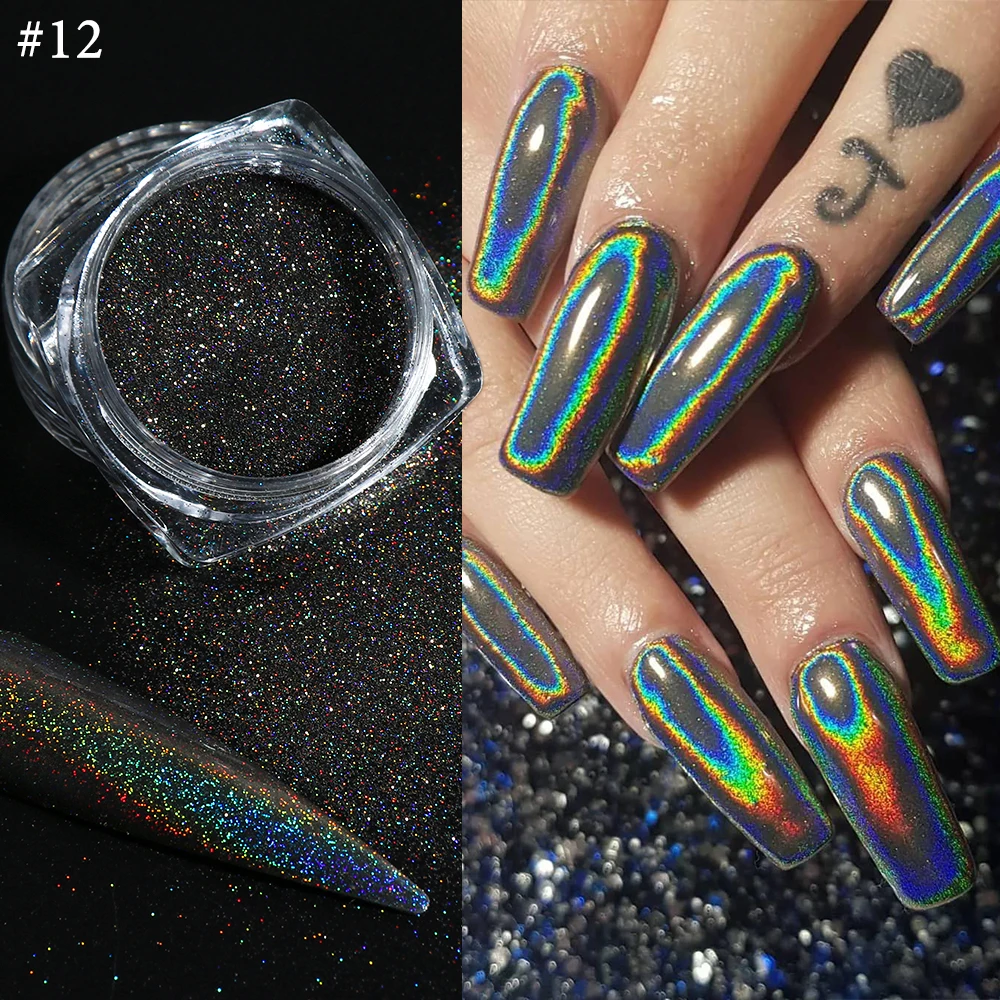 Голографическая втирка для ногтей серебристая голо золотые блестки Розовый