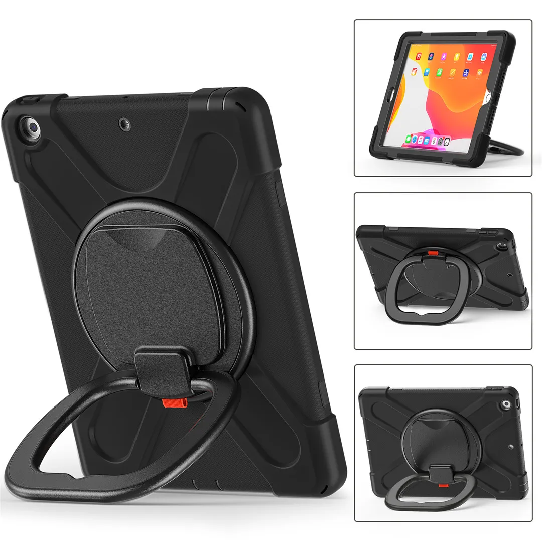 

Case for 2020 iPad 10.2 Shockproof Heavy Duty Rugged Cover 360 Rotating Hand Kickstand for Apple iPad 10.2 7 7th 8 8th Gen+Film