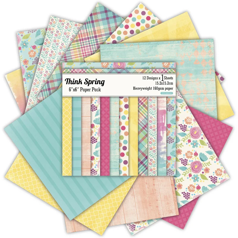 

ZFPARTY 12 Sheets Think Spring Scrapbooking Pads Paper Origami Art Background Paper Card Making DIY Scrapbook Paper Craft