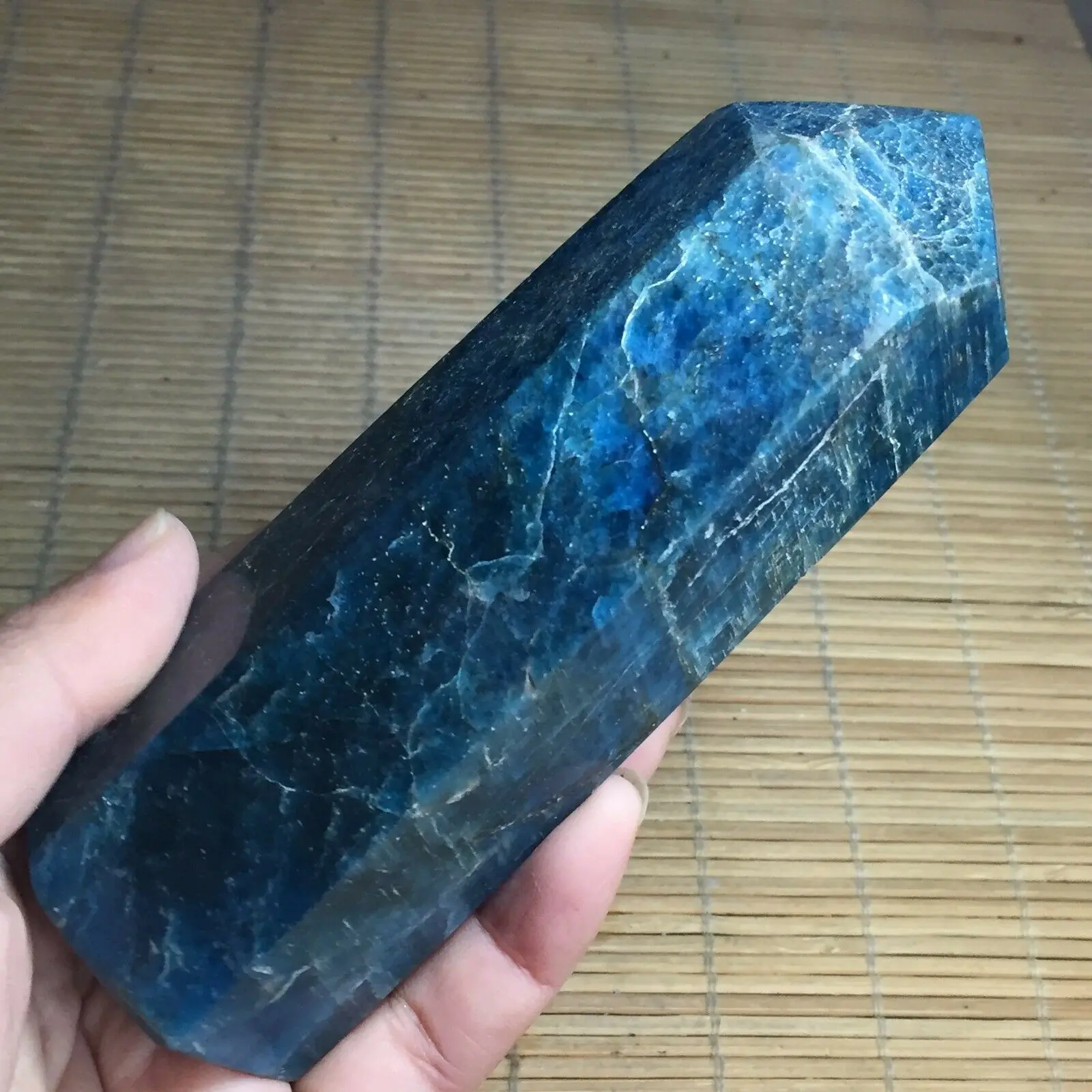 

Natural blue phosphorus grey stone pillar crystal Reiki healing