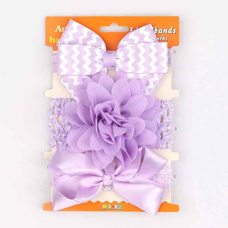 GY 3Pcs Cute Baby Kids Headband Neonata Bow Flower Elastic Hairbands Girls Headbands Children Turban Hair Accessories Set | Мать и