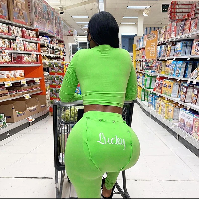 Повседневный Женский облегающий комплект из двух предметов с длинным рукавом и