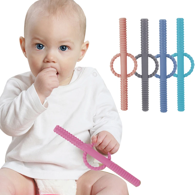

Silicone Teethers Fidget Toys For Newborns Straw Teething Food Grade Infant Chewing Toy Children's Products Baby Straw Teether