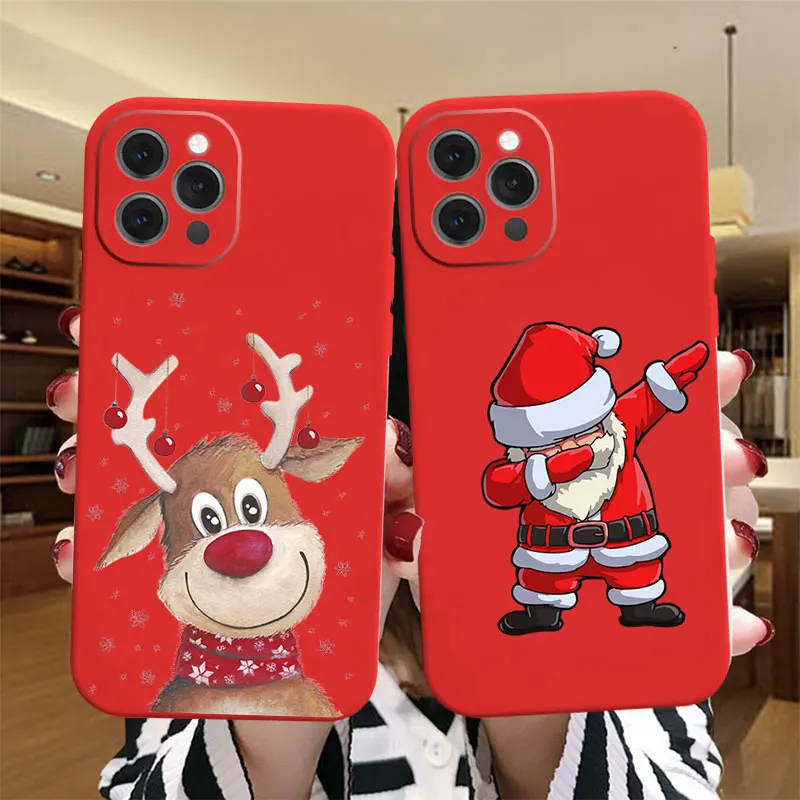 Christmas New Year gift Santa Claus Christmas elk red Phone Case For iPhone 13 Pro 11 Pro Max 12 mini XS XR 6 6S 8 7 Plus Cover