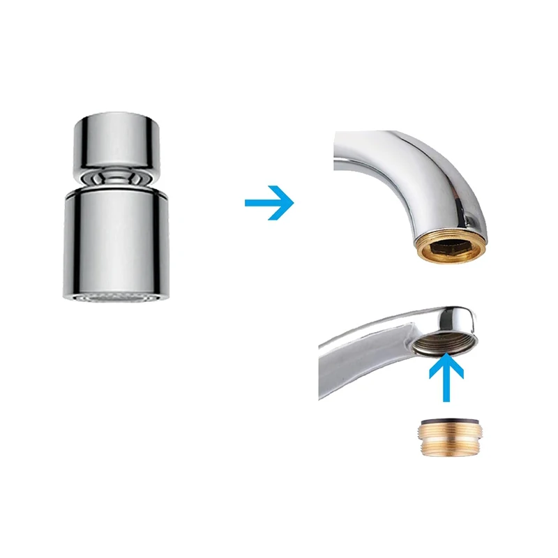 Двухдиапазонный Wi-Функция 2-потока Кухня раковина аэратор 360 градусов Поворотный