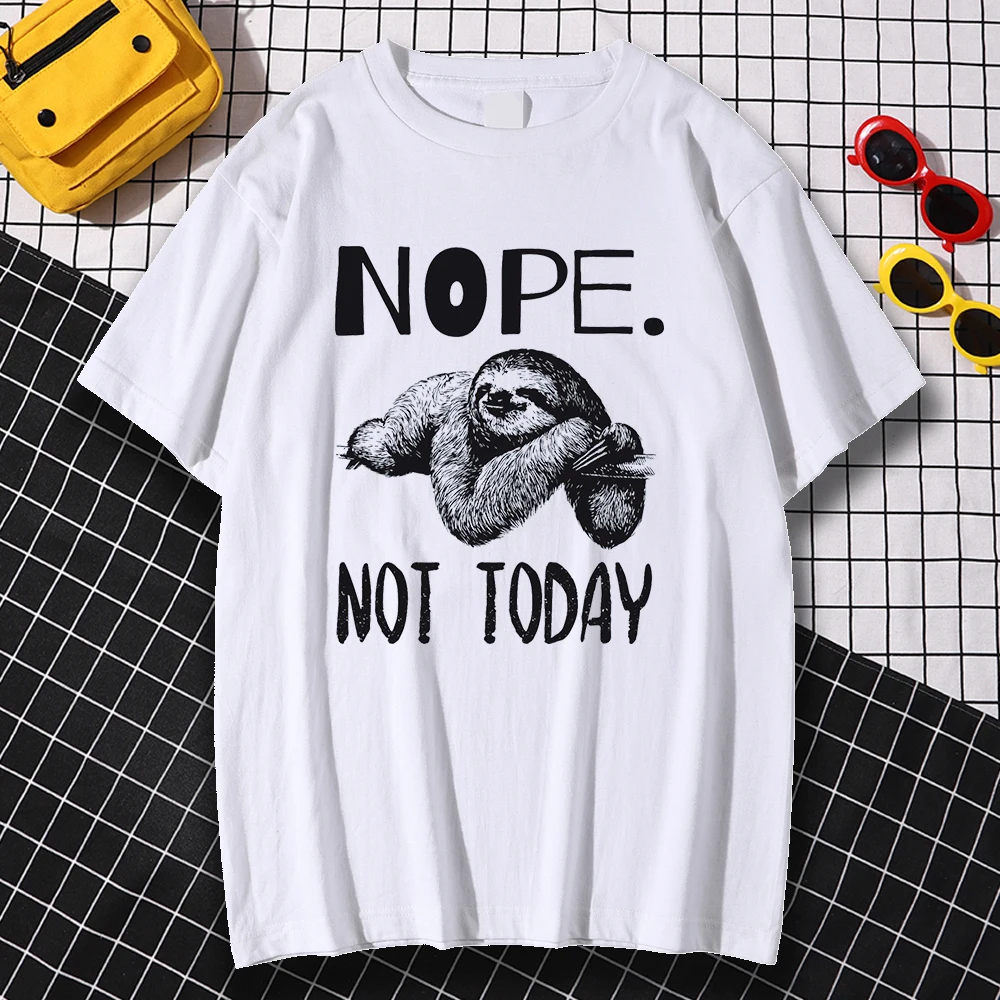 

Fashion Streetwear Aesthetic Comfortable Nope Not Today Prints T-Shirt Male Retro Simplicity Short Sleeve Tshirts Mens Kohpweran