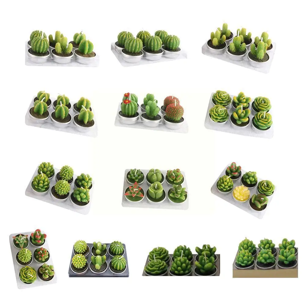 6 шт./компл. 3D Искусственные кактусовые свечи имитация растений о декоративном