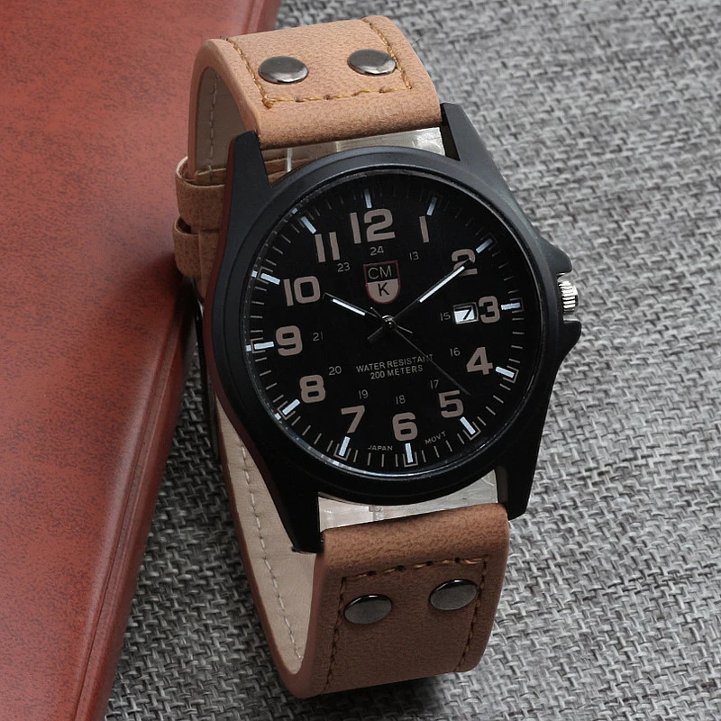 Часы мужские кварцевые с кожаным ремешком 4 цвета | Наручные часы