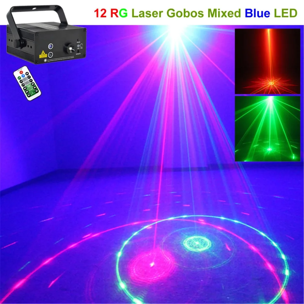 Лазерный мини проектор 12 красных и зеленых узоров сценическое освещение 3 Вт