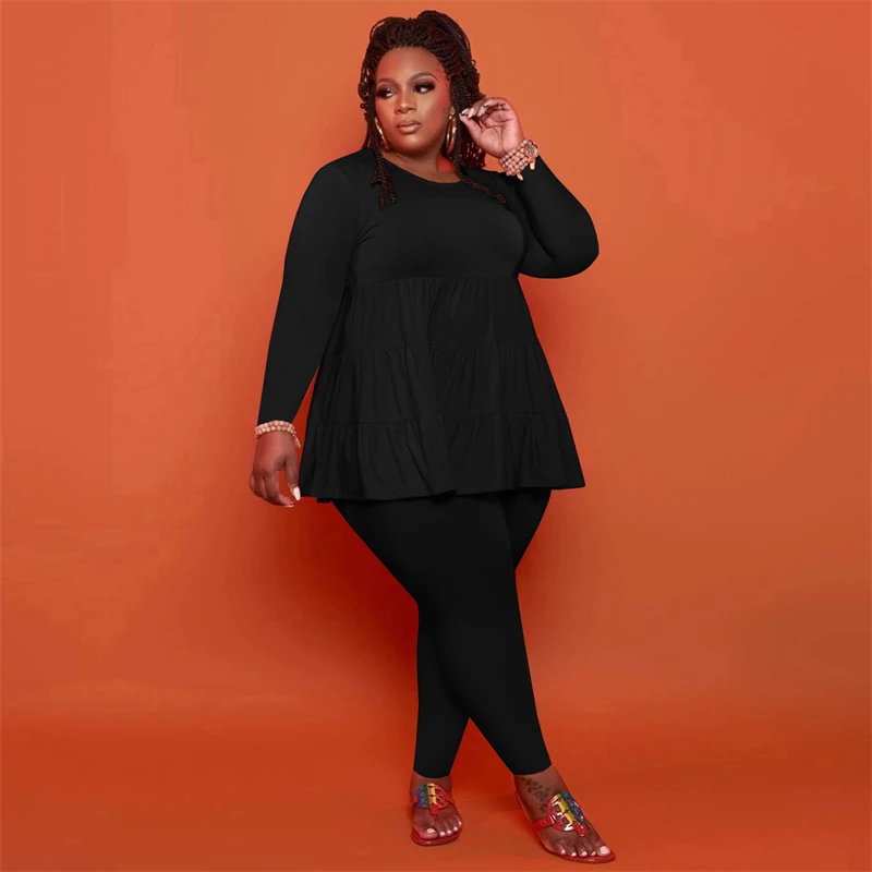 

African Clothes For Women 2 Piece Set Long Sleeve Ruffled Top And Pencil Long Pants Plus Size 4XL Elegant Female Stylish Suit