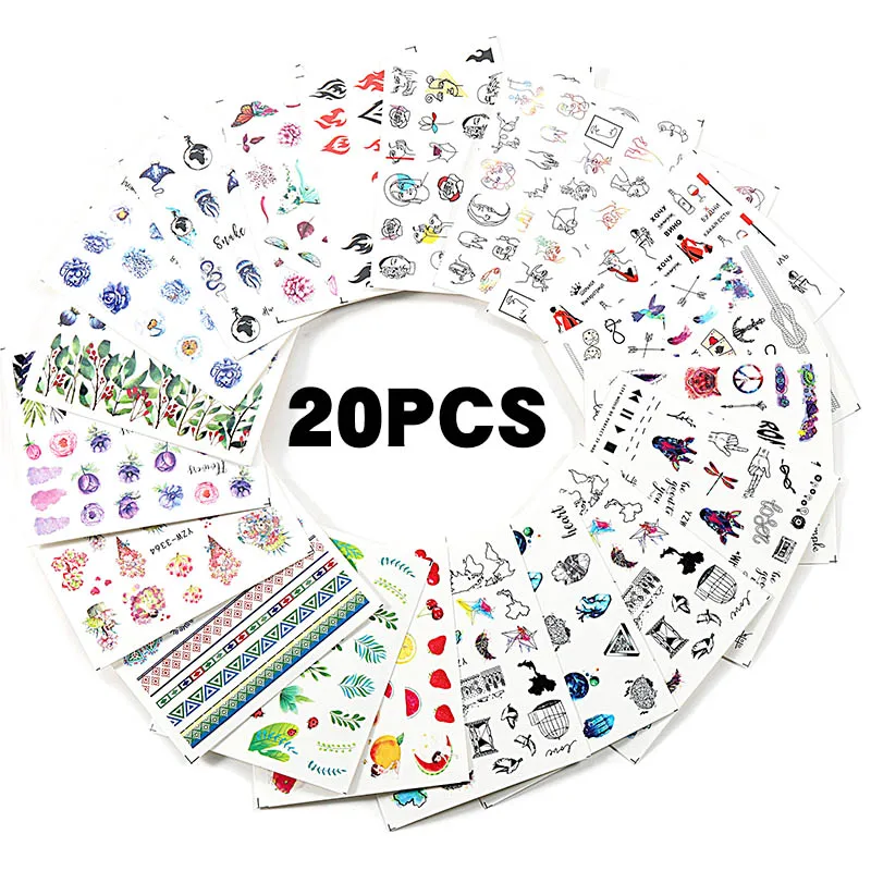 

20 nail water stickers DIY black abstract image nail art paper decoration nail art tattoo creative design watermark decal tool