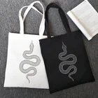 Холщовая уличная сумка в стиле хип-хоп y2k с принтом змеи, женская сумка на плечо в стиле аниме, повседневная вместительная темная сумка-шоппер в стиле панк, винтажная Готическая женская сумка