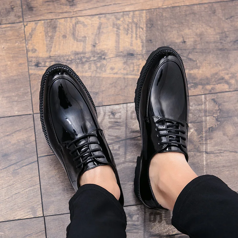 Мужские кожаные туфли оксфорды Модные Классические осенние на шнуровке обувь