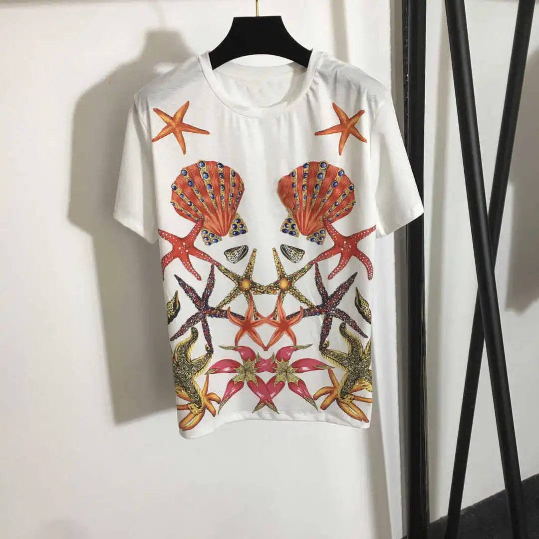 

Summer Fashion 2021 women's cotton floral print T-shirts Top C711