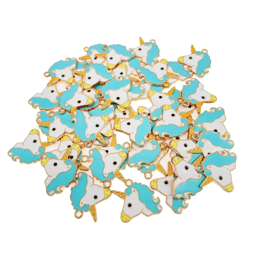 

15Pcs/Lot Colourful Handmade Necklace Bracelet Earrings Crafting Unicorn Animal Charms For Jewelry Making Crafts Wholesale