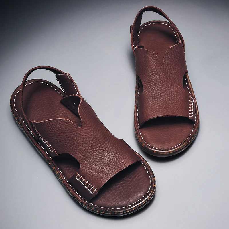 

New Casual Genuine Leather Men Sandals Comfortable Men Summer Leather Sandals Men Roman Summer Outdoor Beach Sandals