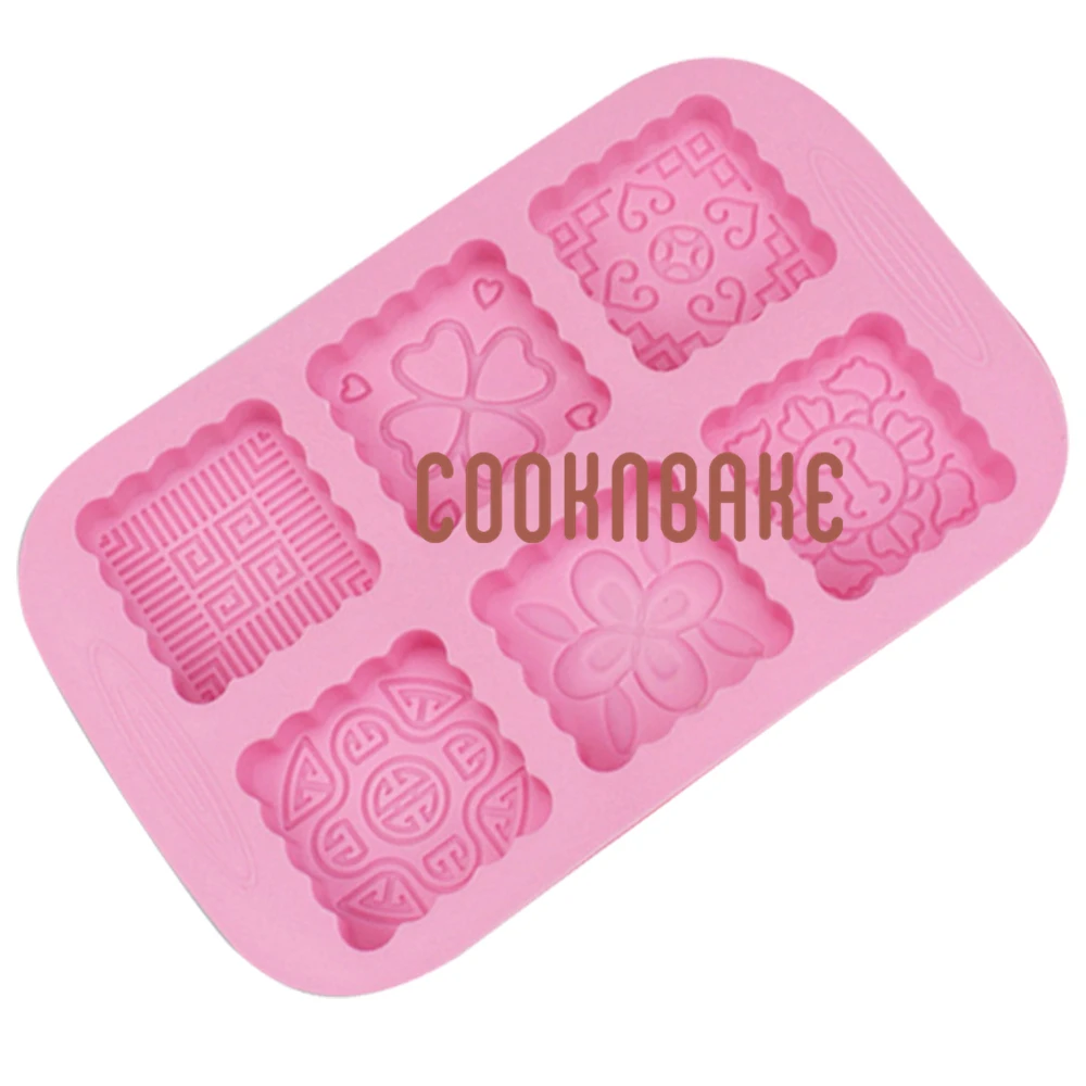 

COOKNBAKE Silicone Mould for Moon Cake 6 Cavity Square Mooncake Cake Chocolate Baking Tool DIY Handmade Soap Candle Molds