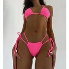 Сексуальный купальник, Женский комплект микро бикини 2021, женские купальники, однотонные красные стринги, бикини, Бразильский купальный костюм, пляжная одежда