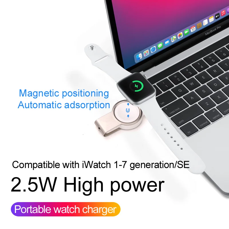 Портативное магнитное Беспроводное зарядное устройство 2 в 1 для Apple Watch Series 8 7 6 5 4 3