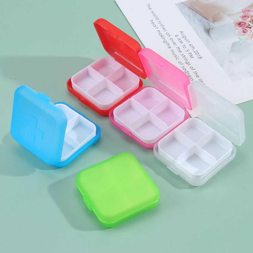 1 шт. дорожный портативный чехол с 4 решетками для таблеток s держатель