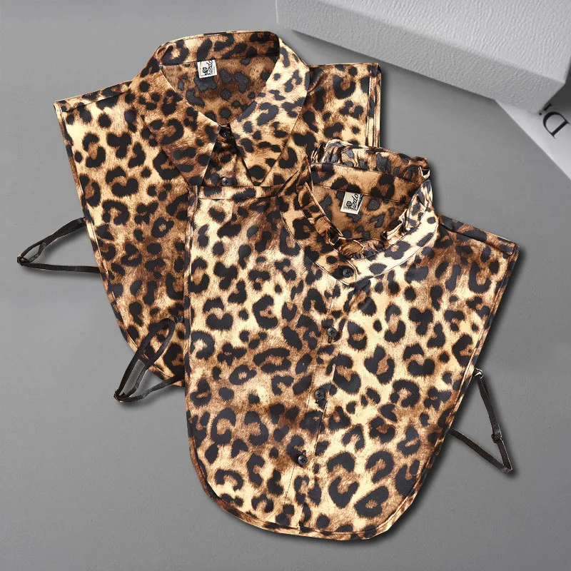 

Leopard Print Shirt Fake Collar For Women Detachable Collar False Lapel Collar Shirt Removable Plaid Half Shirt Faux Col
