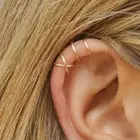 Серьги-клипсы с крестом для женщин, простые ювелирные украшения для ушей с прорезями