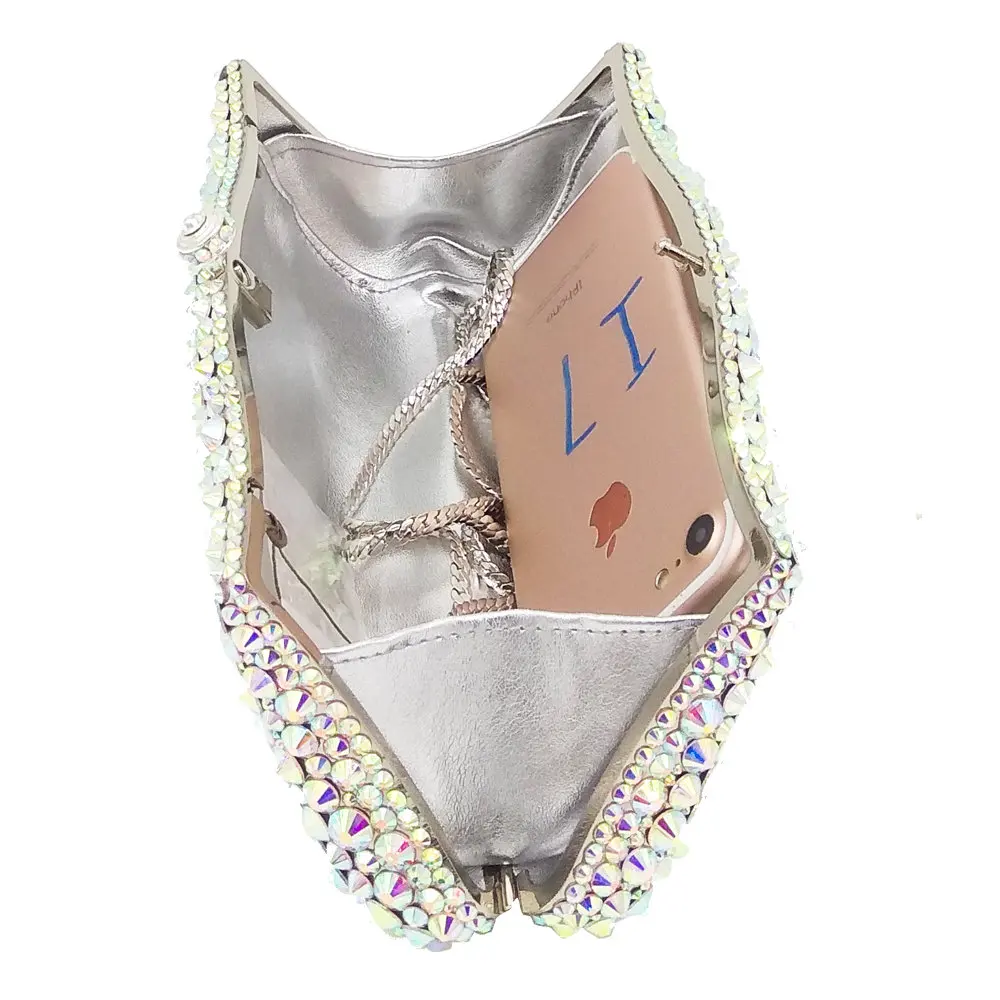 Boutique De FGG серебряные женские вечерние кошельки с кристаллами AB сумочка для