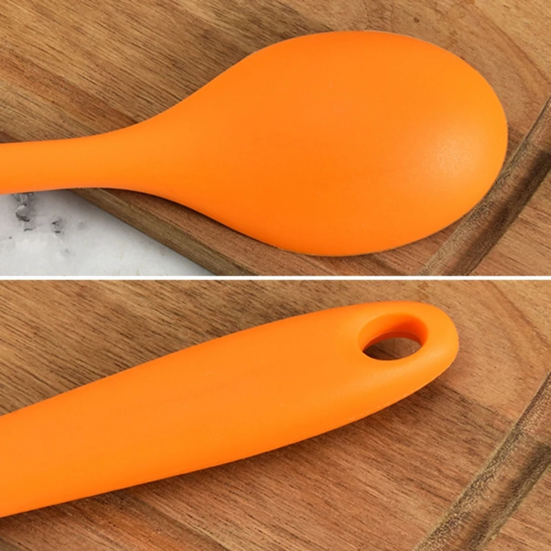 

1PC Dining Spoon Silicone Dessert Scoop Non-Stick Oval Stirring Spoon Coffee Milk Scoop Tableware Kitchen Cooking Accessories