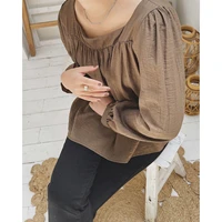 2021 womens beige oversize spring autumn puff petal sleeve blouses shirt top tunics za woman clothing y2k vintage oem new