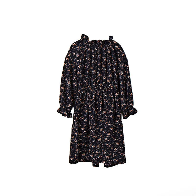 Элегантное платье с оборками на воротнике для крупных девочек осенняя одежда